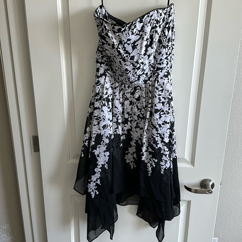 Black and White Strapless Dress